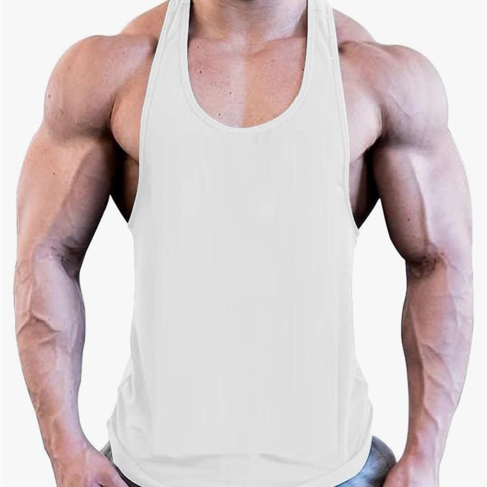 Men’s Stringer Tank Tops Y-Back Bodybuilding Muscle Sleeveless Gym Fitness Large